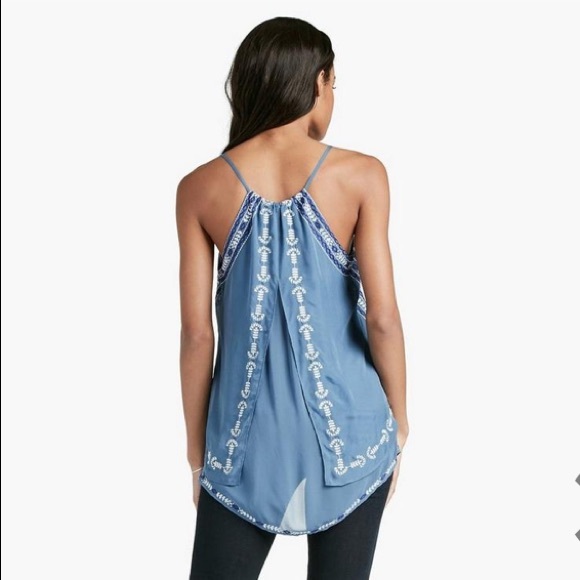 Lucky Brand Tops - lucky brand🍀 blue silk embroidered swing cami